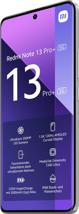 Produktbild Xiaomi Redmi Note 13 Pro+ 5G (512 GB, Moonlight White, 6.67", Dual SIM, 200 Mpx, 5G)