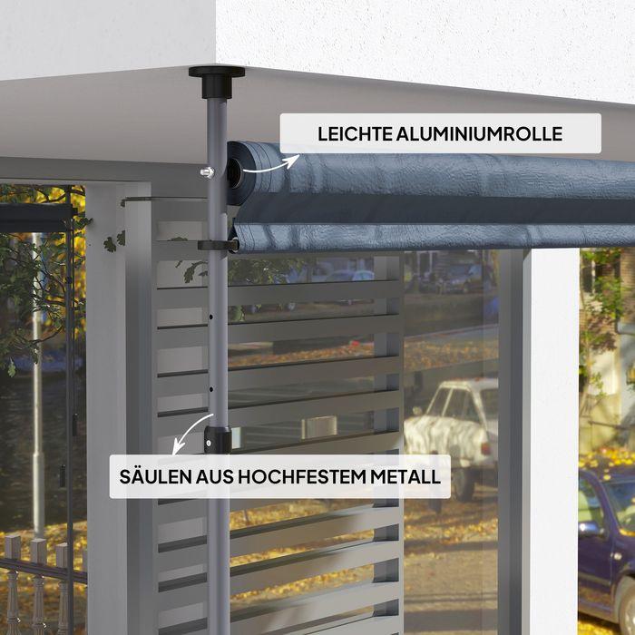 Actual product image Swisshandel24 Klemmmarkise mit Handkurbel höhenverstellbar inkl. Wandhalterung 400 cm, Dunkelgrau (4 m)