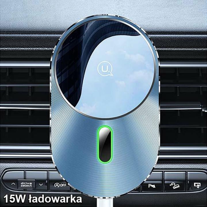 Actual product image Usams Uchwyt indukcyjny Magnetic Car Wireless Charging 15W do kratki went. szary/grey CD170DZ01 (US-