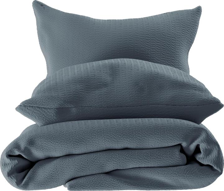 Image du produit Lotus Bettwaren Parure de lit en satin seersucker uni (Housse de couette, 160 x 240 cm)