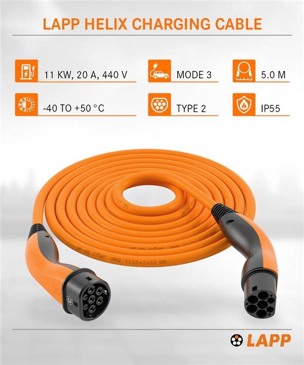 Image du produit Lapp Mobility EV-TYP2 Hélice (Type 2, 11 kW, 20 A, 5 m)