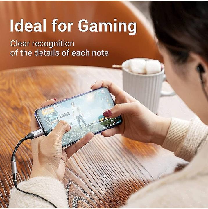 Actual product image Vention USB-C Male to 3.5MM Earphone Jack With DAC Adapter 0.1M Gray Aluminum Alloy Type (0.10 m, Device-specific)