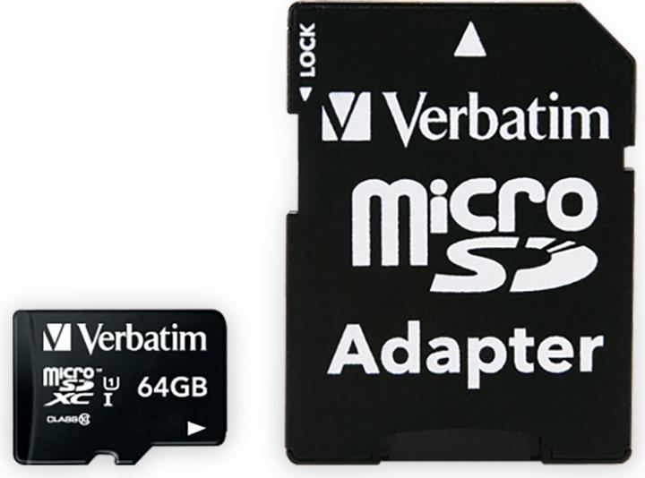 Verbatim Micro SDXC Card Class 10 (64 GB, microSDXC, U1, UHS-I)
