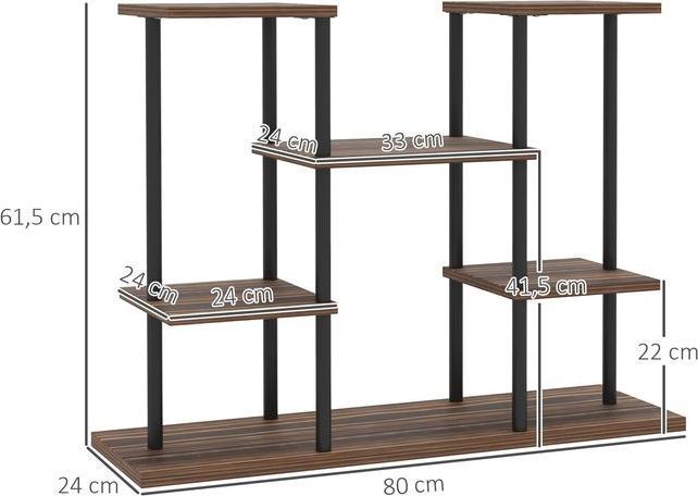 Actual product image Swisshandel24 4-Etagen Pflanzenständer, 61,5 cm hoch, Holz, Verkohlt