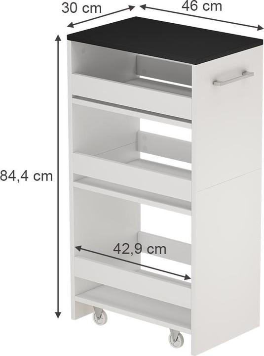 Produktbild Vicco Rollregal Rivo, Weiss/Anthrazit, 30 x 84.8 cm