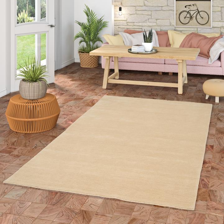 Produktbild Pergamon Wolle Natur Teppich Gabbeh Einfarbig (70 x 300 cm)