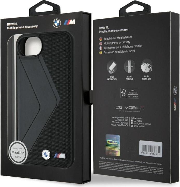Actual product image BMW Case Oversized Stripes MagSafe for iPhone 16e black (Apple iPhone 16e)