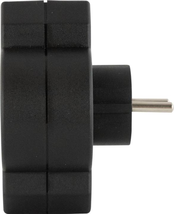 Actual product image REV Steckdosenadapter 3-fach mit Überspannungsschutz, schwarz (CEE 7/3, CEE 7/16, 3 x)