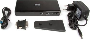 Actual product image Hamlet USB 3.0 Dual Display DVI and HDMI Docking Station, hub with 6 USB ports, LAN AND AUDI (USB-A, USB-B, 6 Ports)