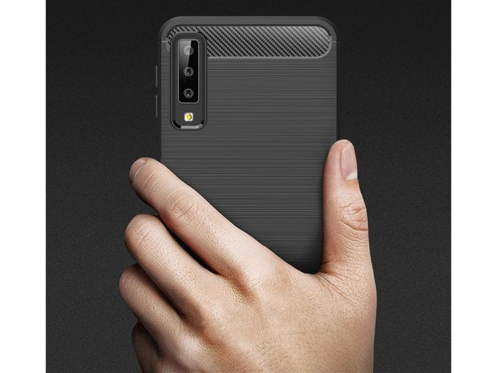 Produktbild Screenguard Samsung Galaxy A7 2018 Hülle Carbon Brushed Soft TPU (Samsung Galaxy A7 (2018))