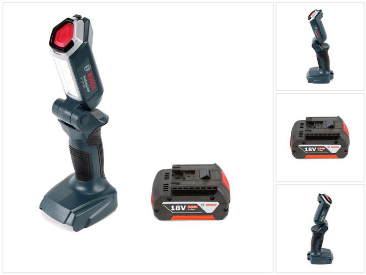 Image du produit Bosch Professional GLI 18V-300 Lampe sans fil + 1x Batterie GBA 18 V 5,0 Ah - sans Chargeur (300 lm)