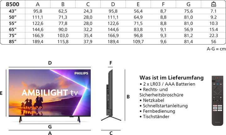 Immagine prodotto Philips 55PUS8500/12 (55", PUS8500, LED, 4K, 2025)