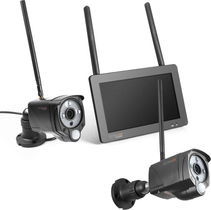 Immagine prodotto Technaxx Set di telecamere di sorveglianza wireless, ricevitore touchscreen da 7", 2 telecamere IP FullHD