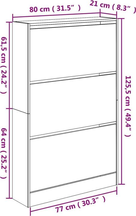 Produktbild VidaXL Nalani (80 x 21 x 125.5 cm)