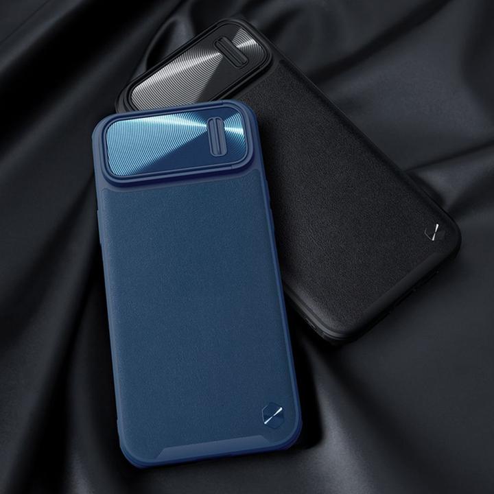 Actual product image Nillkin CamShield leather S case iPhone 14 Pro cover with camera cover blue (Apple iPhone 14 Pro)