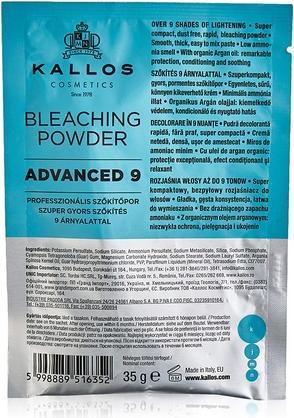 Valeurs nutritives et ingrédients Kallos - Poudre de blanchiment KJMN Advanced 9