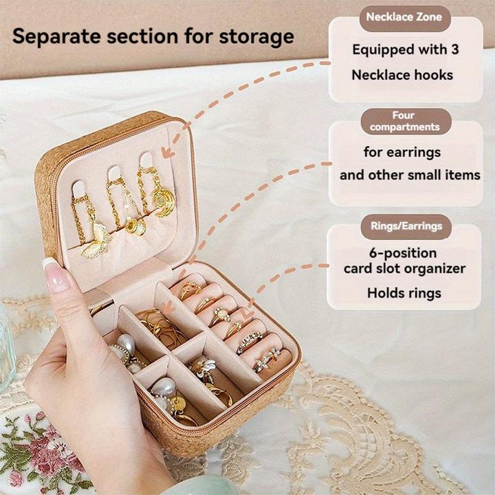 Produktbild Only-Bags.Store Coffret à bijoux 4 pièces en similicuir bohème chic et artisanal - Organiseur de voyage portable