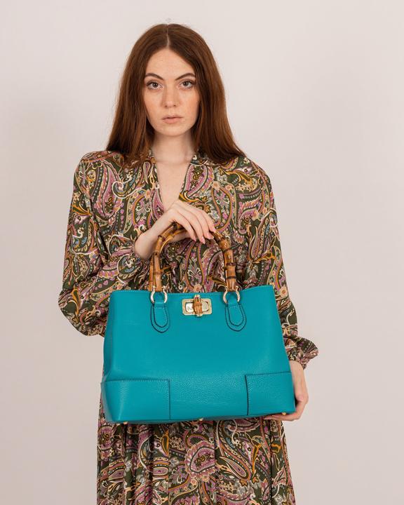 Immagine prodotto Only-Bags.Store Borsa in pelle, borsa con manico in bambù, borsa in pelle fatta a mano, borsa in pelle elegante