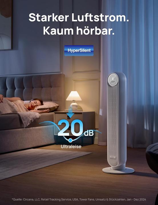 Actual product image Dreo Leiser Turmventilator mit Fernbedienung und Timer (28 dB)