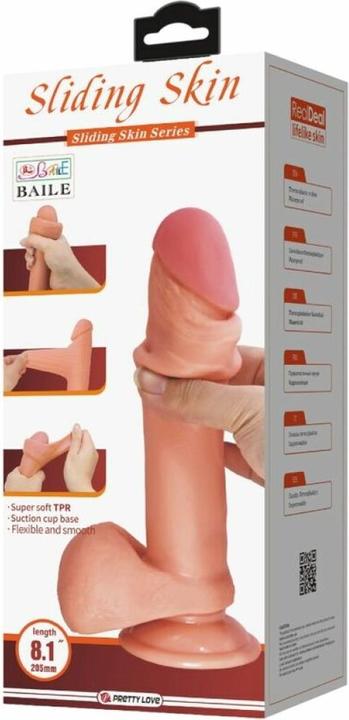 Produktbild Pretty Love Realistischer Dildo Der Sliding Skin-Serie Mit Sliding Skin-Saugnapf Braun 20,5 cm