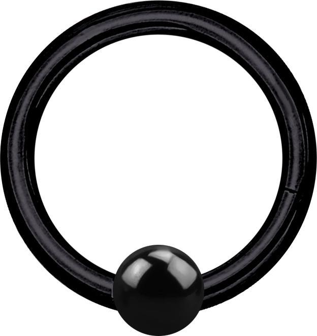 Star Piercing Micro Segmentring klappbar schwarz mit Kugel (Chirurgenstahl 316L)