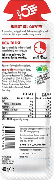 Valori nutrizionali e ingredienti High5 Gel energetico Box 20 x 40g (Caffeina)