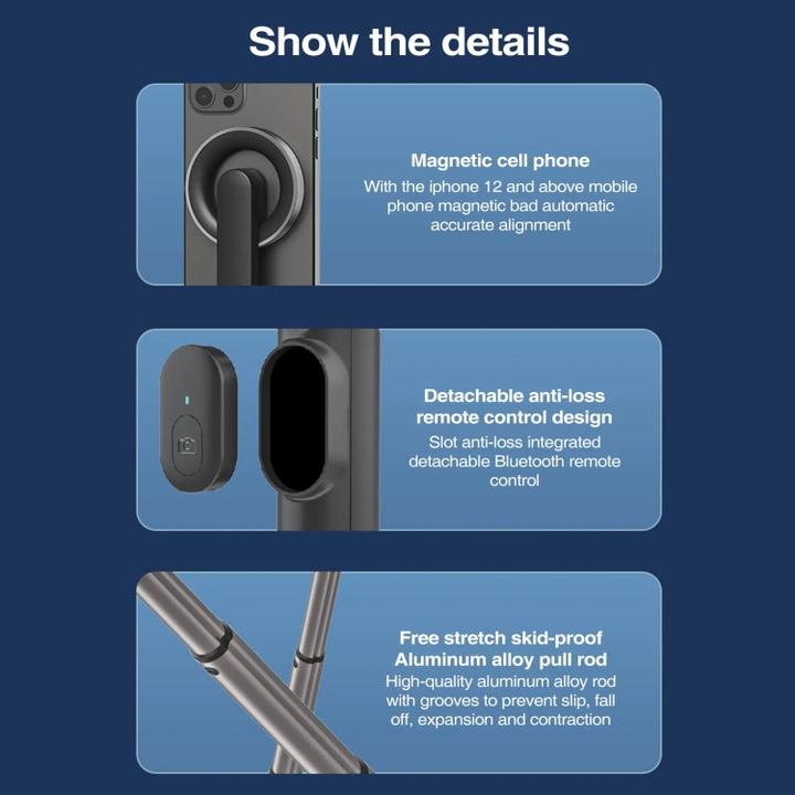Immagine prodotto Ueli Express Bastone per selfie MagSafe con treppiede integrato e telecomando 61 cm