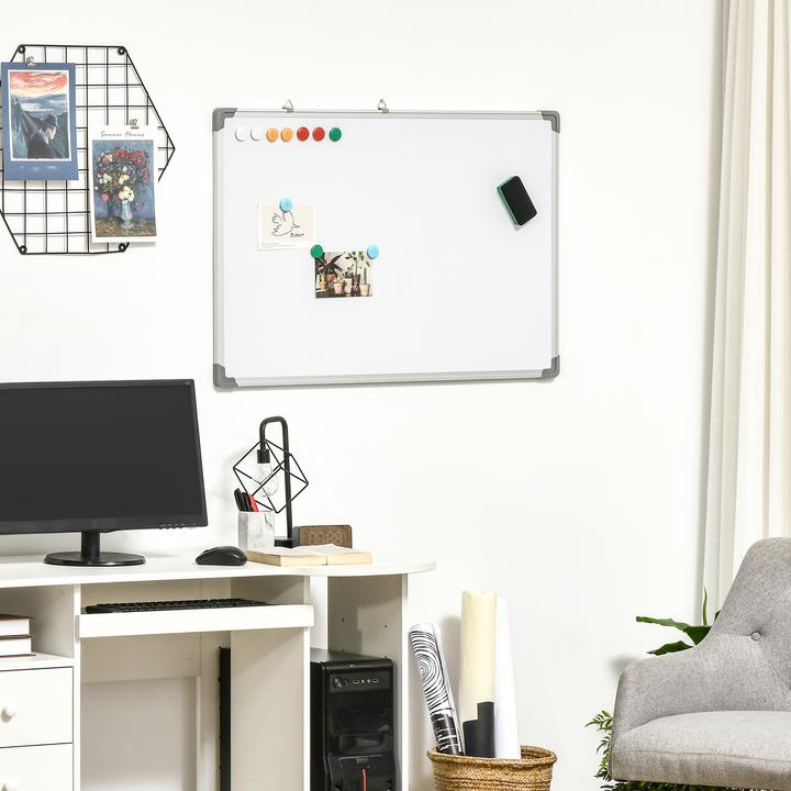 Image du produit Homcom Tableau blanc avec effaceur à sec, aimants et stylos (90 x 60 cm)