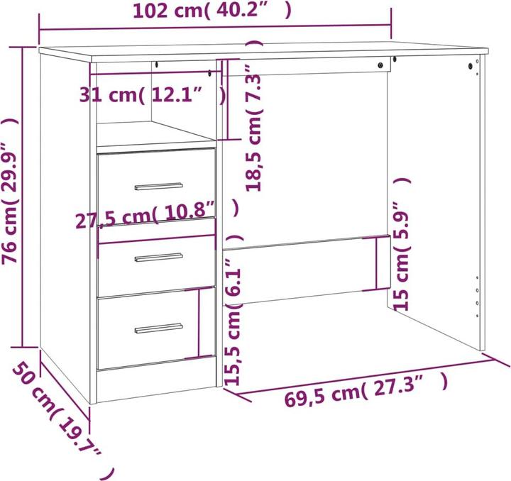 Produktbild VidaXL Damion (102 x 50 x 76 cm)