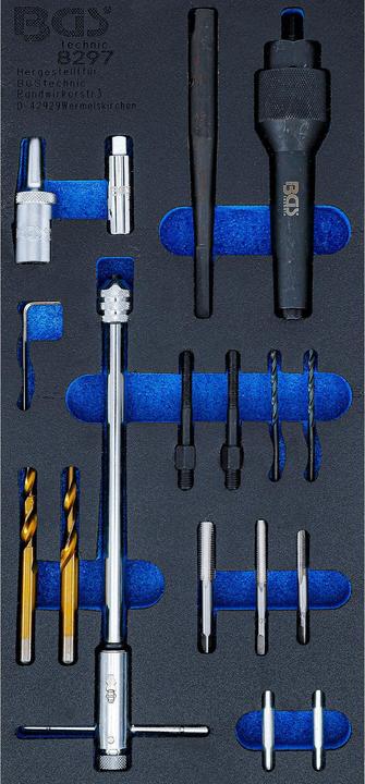 Image du produit BGS Insert de servante d'atelier 1/3 : Kit de réparation de filets et de démontage de bougies de préc...