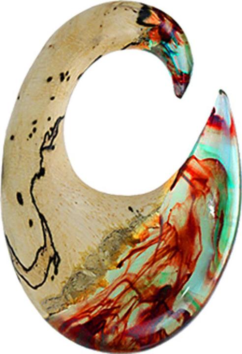 Actual product image Star Piercing Ohrgewicht Spirale färbung rot mit blau Epoxy transparent aus Tamarind Holz (without brass, Organic)