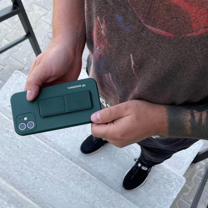 Actual product image Wozinsky Kickstand Case silicone case with stand for iPhone 12 mini mint (Apple iPhone 12 mini)