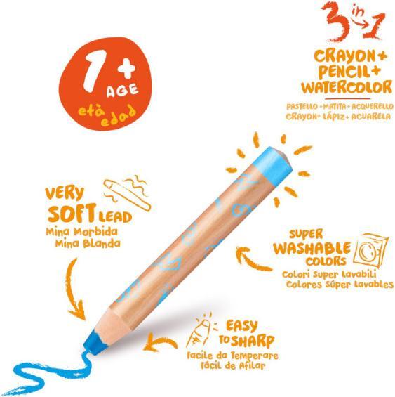 Actual product image Carioca Crayon Baby 3 in 1 (Multicoloured, 6 x)