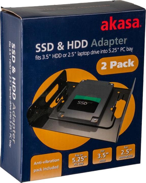 Produktbild Akasa Einbaurahmen 5,25-Zoll, für 2,5-/3,5-Zoll-Laufwerke - 2 Stück