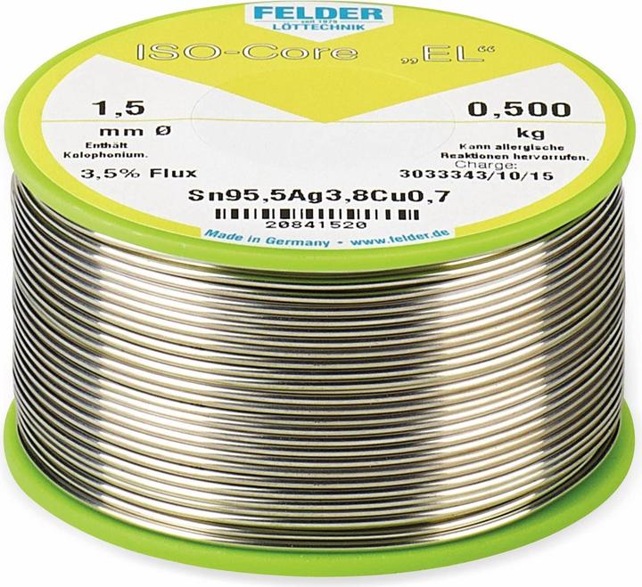 Nährwerte und Zutaten Felder Lottechnik Lötzinn ISO-Core “EL“, 1,0mm, 500g Felder 20841030, bleifrei