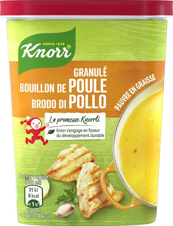 Produktbild Knorr Hühner Bouillon Granulat fettarm, leichte Hühnersuppen mit Hühnerbouillon fettfrei & Kräutern