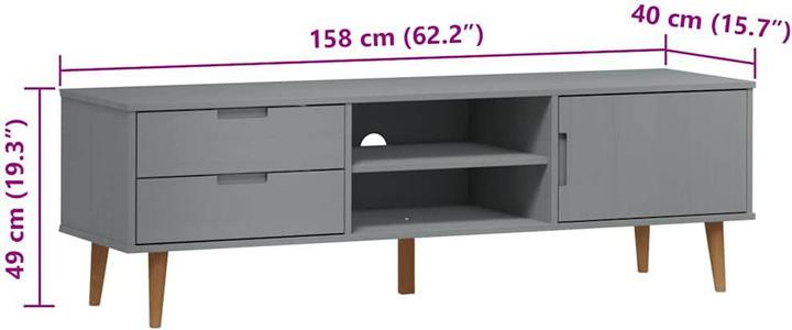 Actual product image VidaXL TV-Schrank MOLDE Grau 158x40x49 cm Massivholz (158 x 40 x 49 cm)