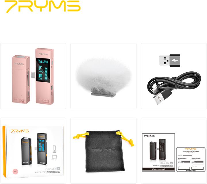 Produktbild 7Ryms Streaming and Video Mini Wireless Microphone (For USB-C & USB-A Interface) Rimomic Lite UC - Pink