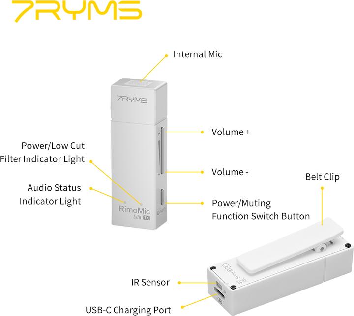 Produktbild 7Ryms Streaming and Video Mini Wireless Microphone (For USB-C & USB-A Interface) Rimomic Lite UC - Pink