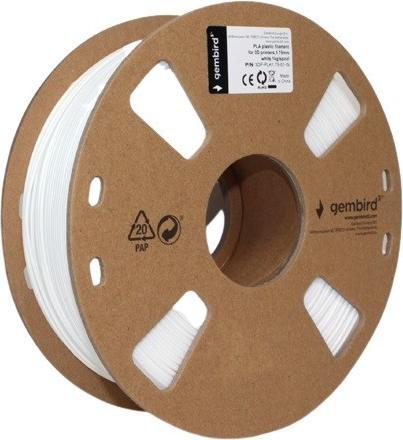 Image du produit Gembird Cassette de filament PLA bobine étroite (PLA, 1.75 mm, 1000 g, Blanc)