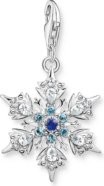 Thomas Sabo Charm-Anhänger Schneeflocke mit Blauen Steinen Silber (925er Silber)