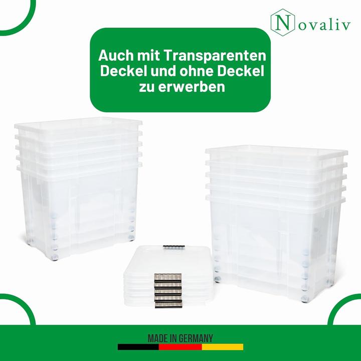 Produktbild Novaliv XXL Aufbewahrungsbox mit Deckel Gross 80L Anthrazit Nestbar stapelbare Plastikbox mit Clipver (61 x 40 x 45 cm, 80 l)