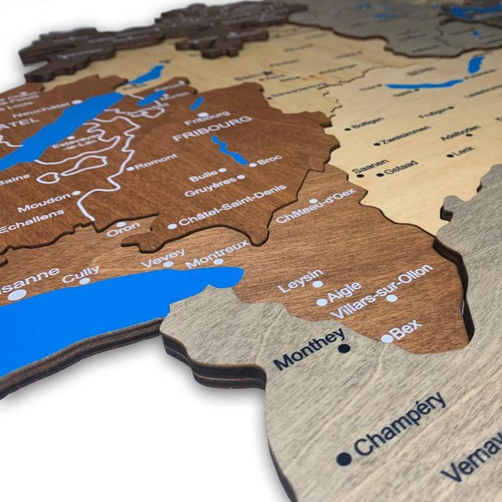 Image du produit Enjoy The Wood Suisse - Carte 3D en bois (150 x 90 cm)