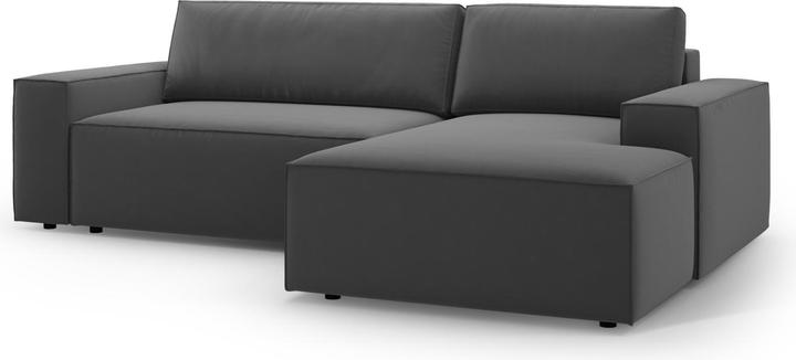 Image du produit Micadoni Canapé D'Angle Droit Velours Convertible Avec Coffre De Rangement, "Jodie", 3 Places, 246x151x86 Fab (Canapé d'angle)