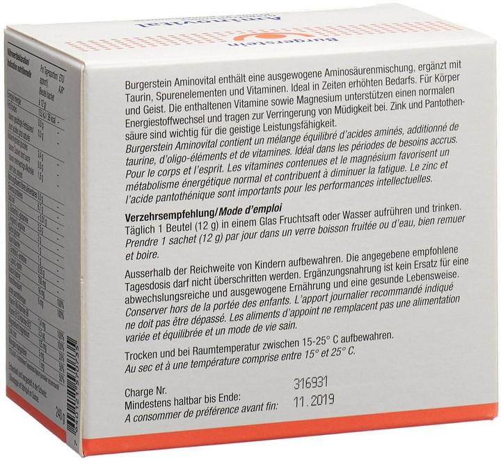Image du produit Burgerstein Aminovital (20 pièce(s), Poudre, 240 g)