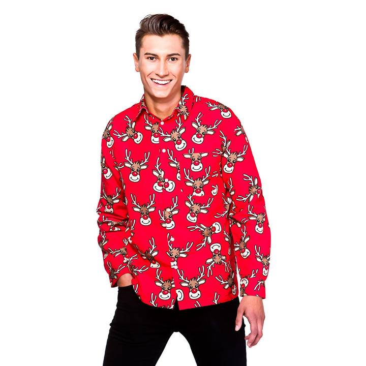 Actual product image Wicked Costumes Weihnachts Hemden mit Rentier Druck in Rot (M)
