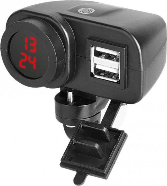 Image du produit Booster Allume-cigares moto alimentation 2 USB + horloge