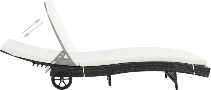 Produktbild VidaXL Sonnenliegen 2 Stk. mit Rollen und Auflagen Poly Rattan (60 cm)