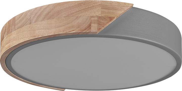Actual product image Beliani Ceiling light LED grey / light wood shade round PATTANI (1400 lm)