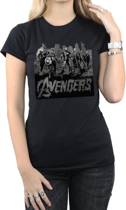 Actual product image Womens/Ladies Avengers Mono Team Art Cotton T-Shirt (XL)